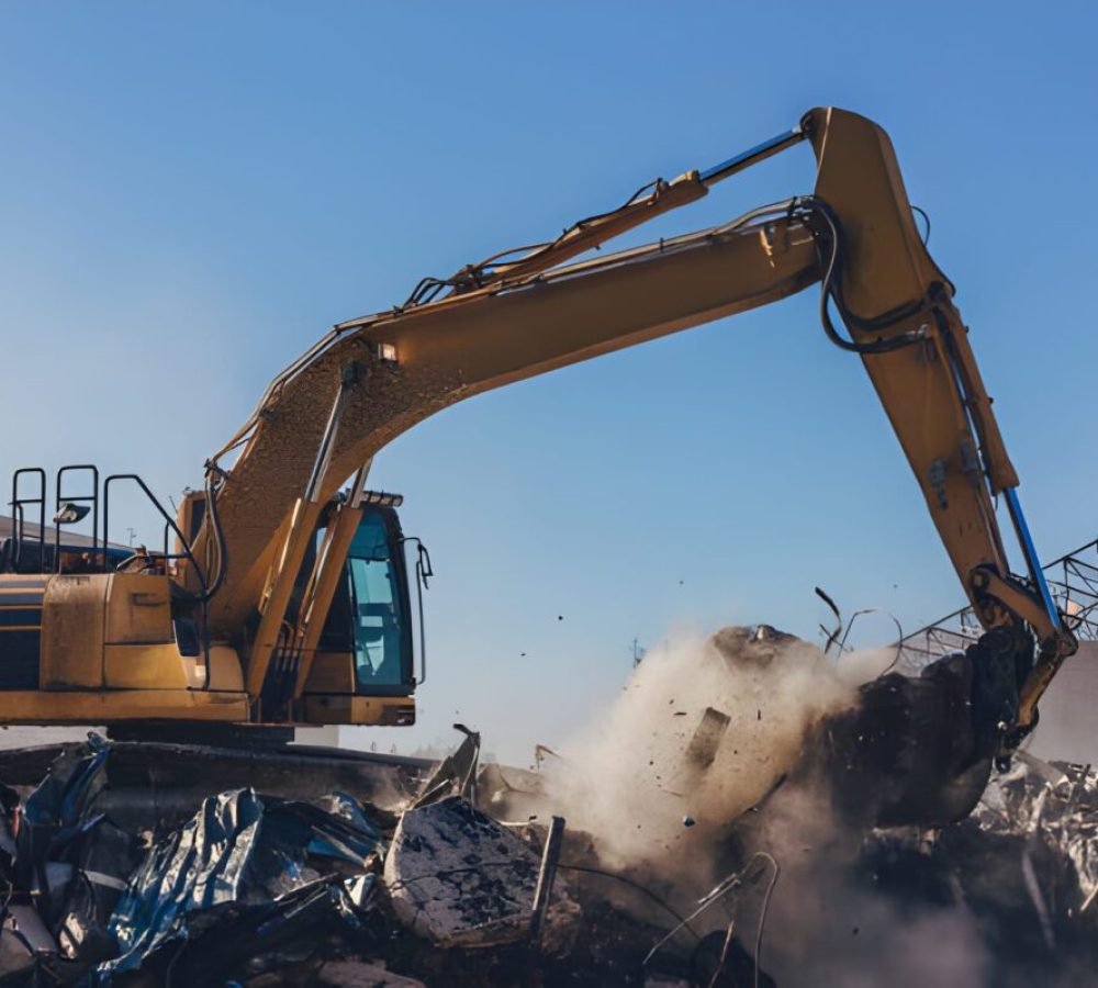 Excavator Working On a Demolition Site